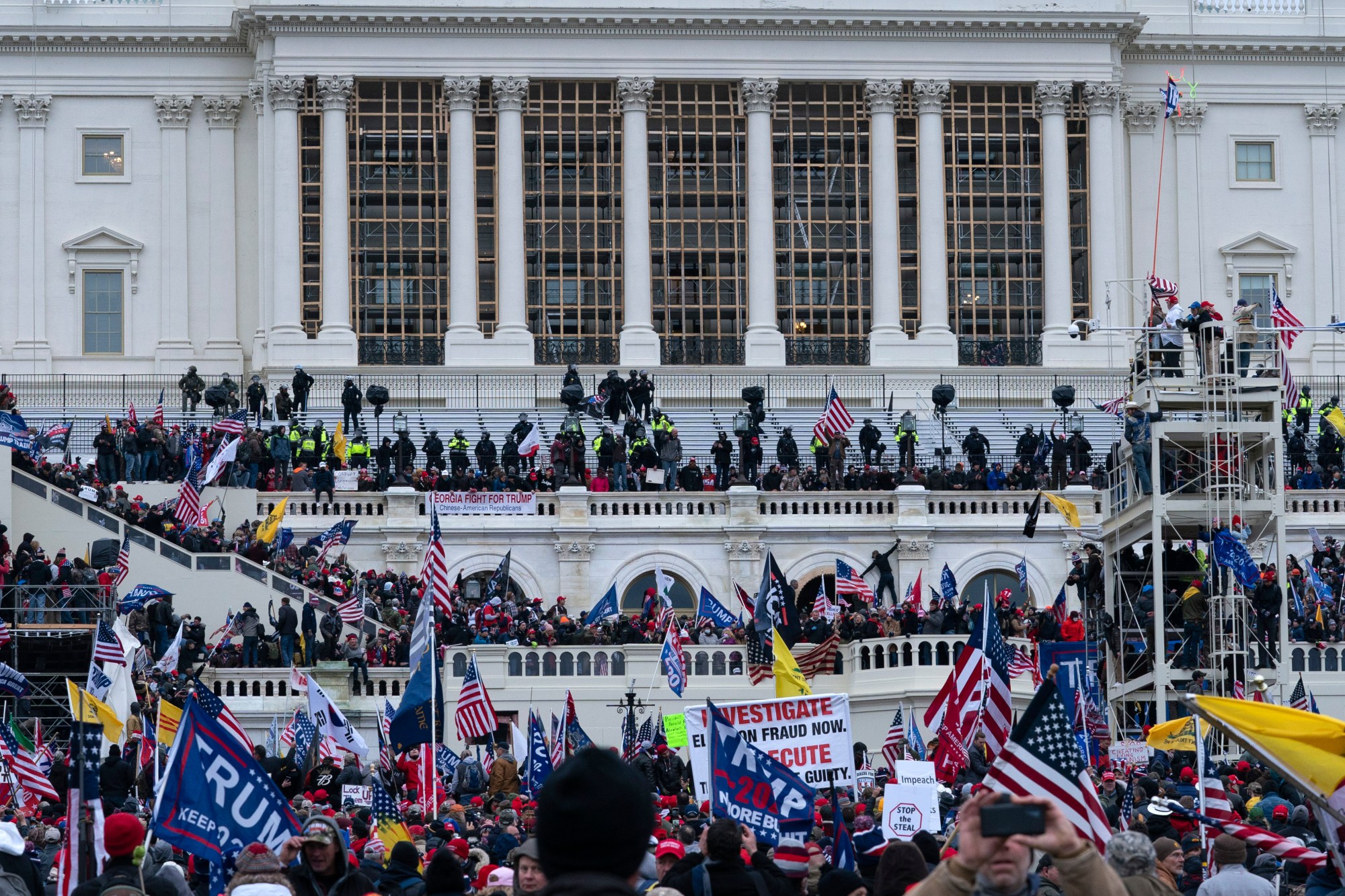 Supporters of President Donald Trump rally outside the U.S. Capitol on Wednesday, Jan. 6, 2021, in Washington. (AP Photo/Jose Luis Magana)
