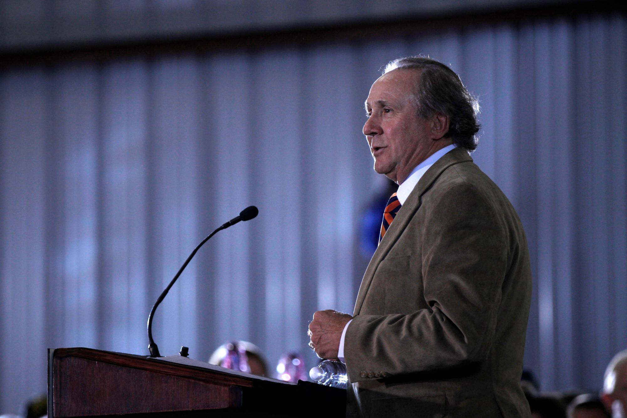 FILE – Michael Reagan, the son of former President Ronald Reagan, introduces Republican presidential candidate, former House Speaker Newt Gingrich during a campaign stop, Jan. 30, 2012, in Pensacola, Fla. (AP Photo/Matt Rourke, File)
