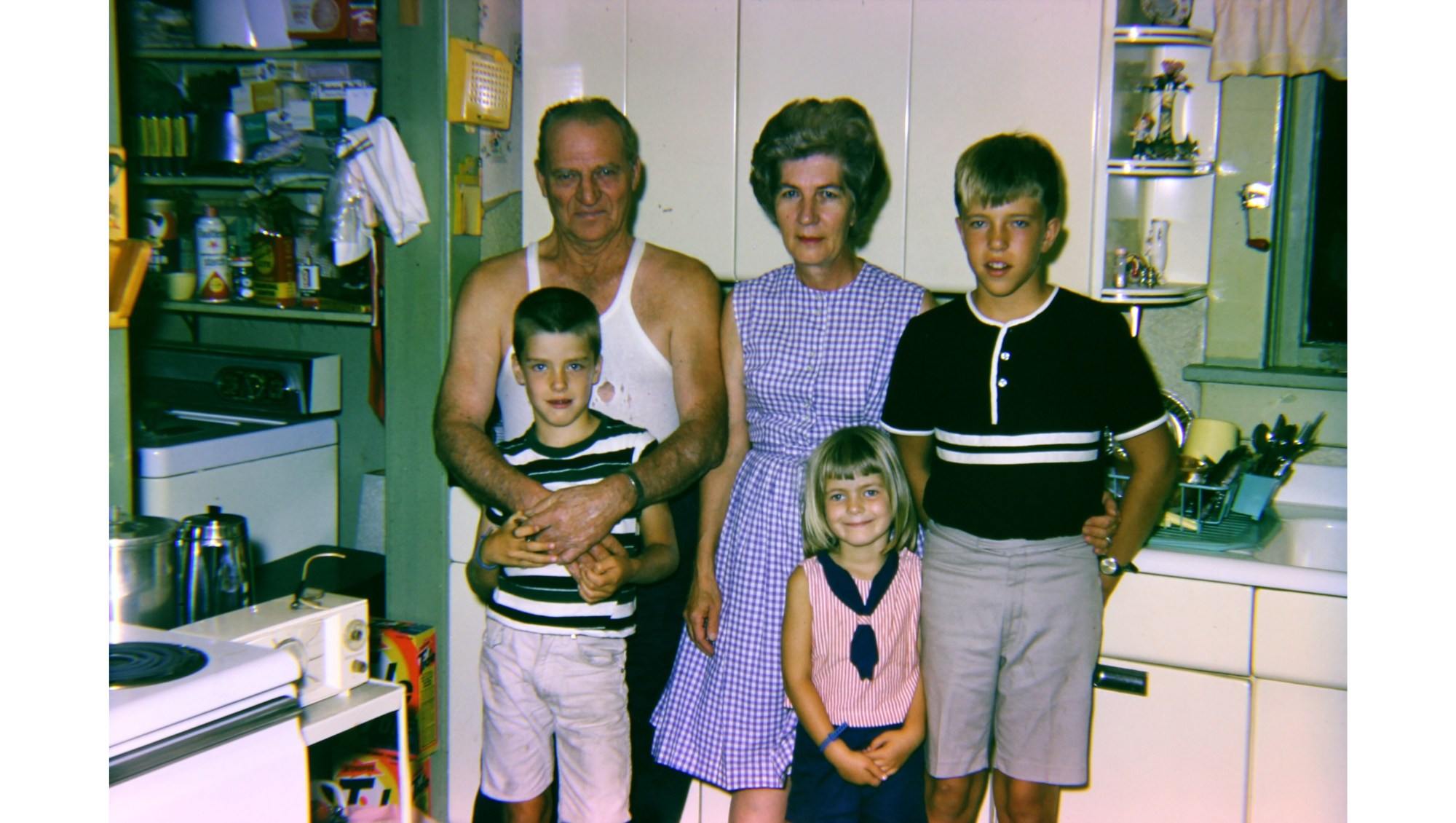Author Jerry Rice with his grandparents, Jess and Thelma Rice, and older brother and younger sister, in August 1966. (Photo courtesy Jerry Rice)
